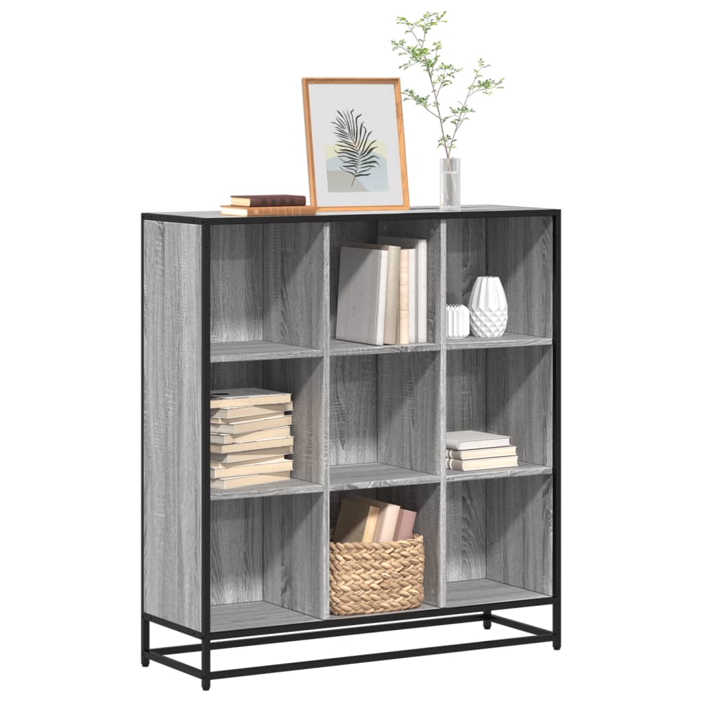 Bookcase, sonoma grey, 97.5x33x107.5 cm, engineered wood/metal