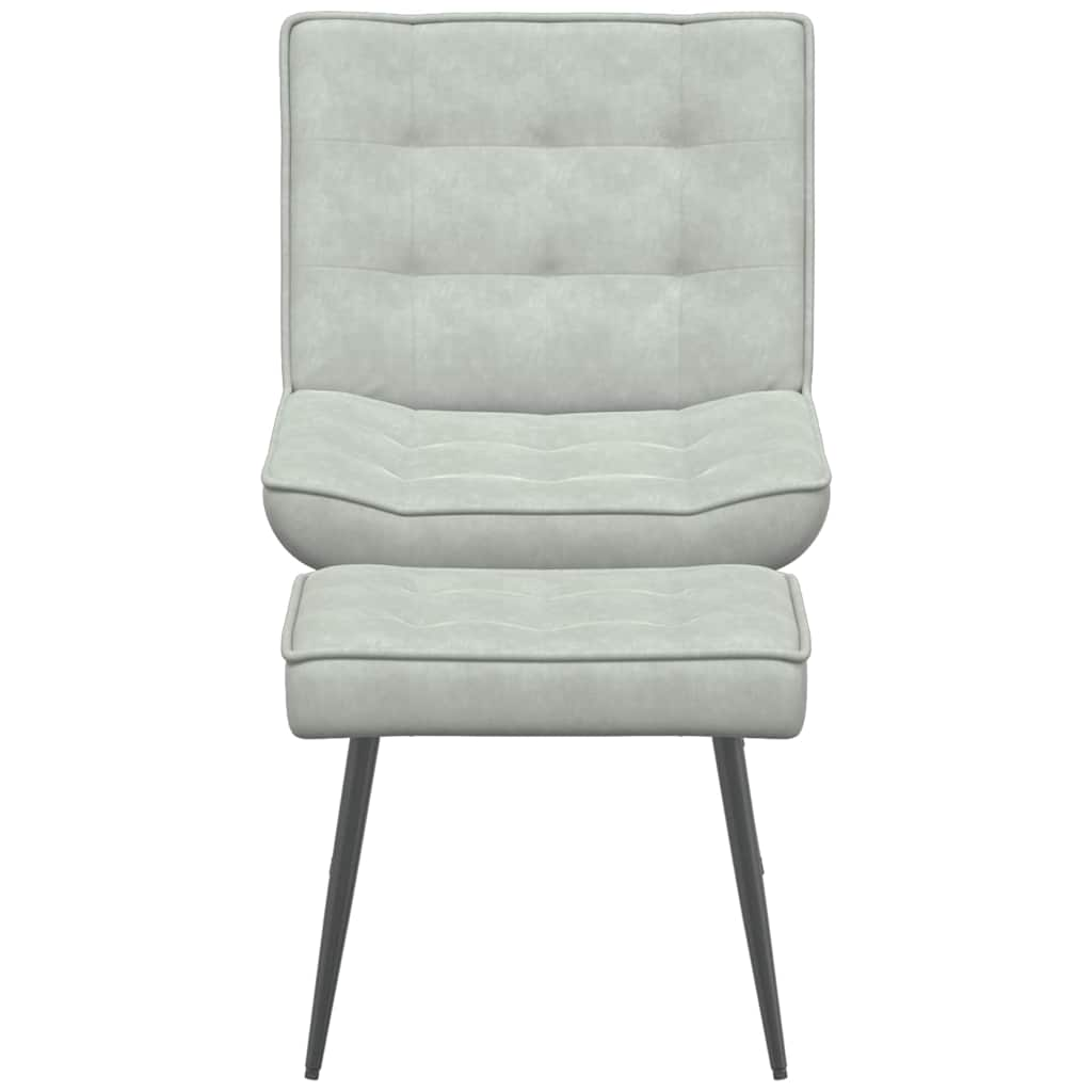 Lounge chair with stool, light gray, velvet