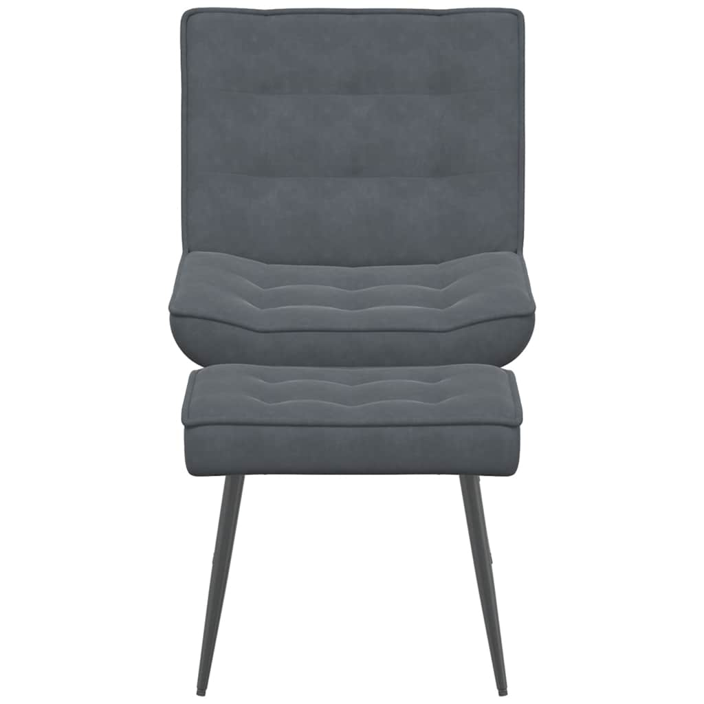 Lounge chair with stool, dark grey, velvet