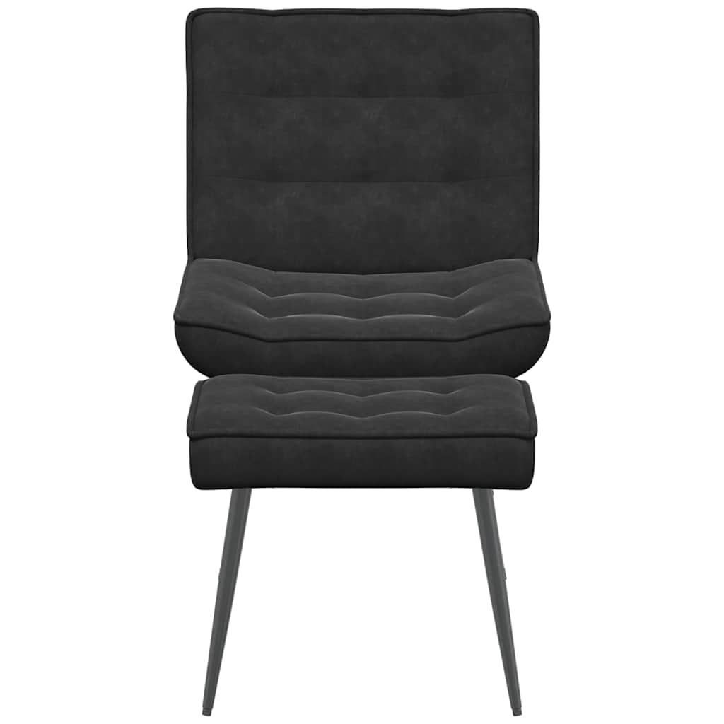 Lounge chair with stool, black, velvet