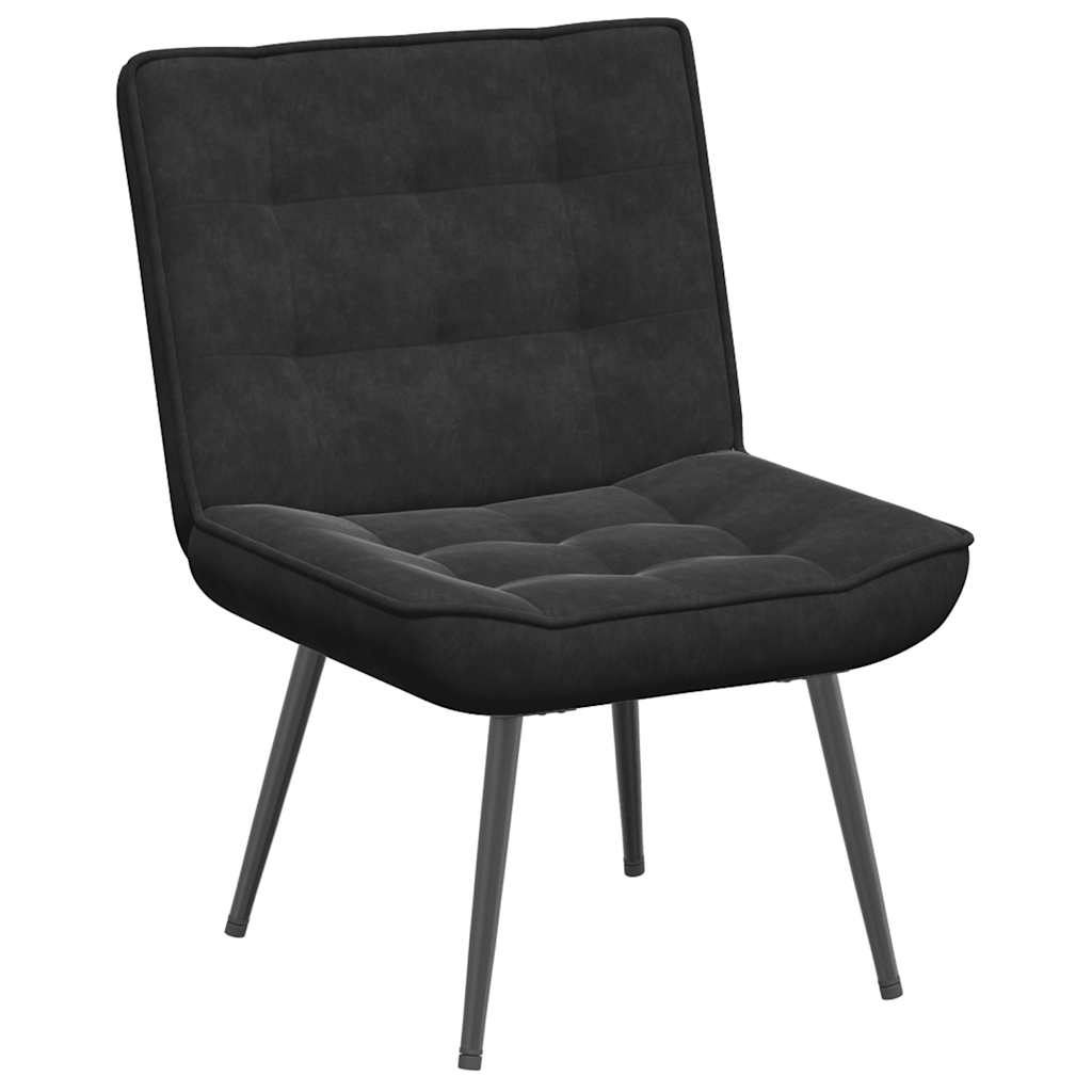 Lounge chair with stool, black, velvet