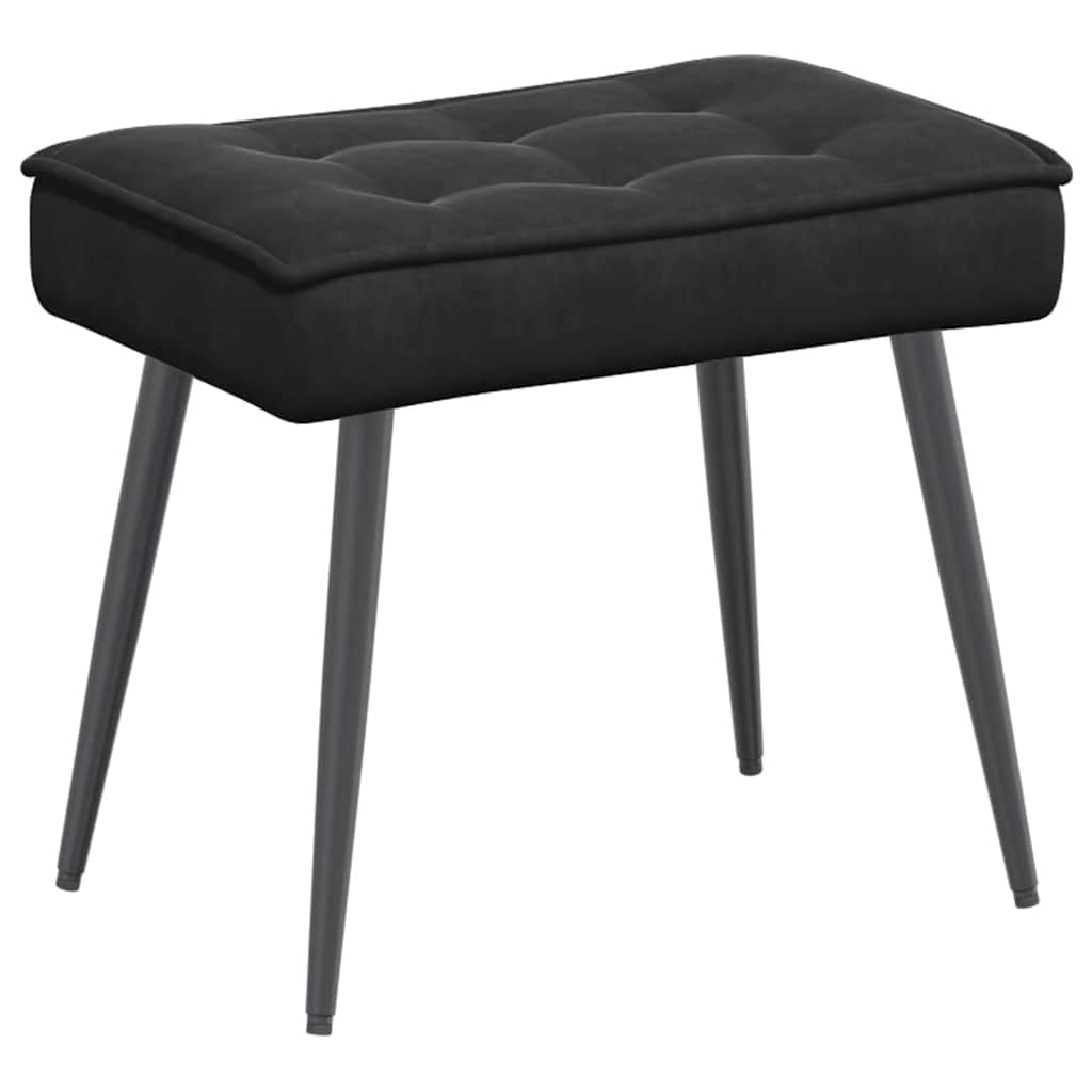 Lounge chair with stool, black, velvet