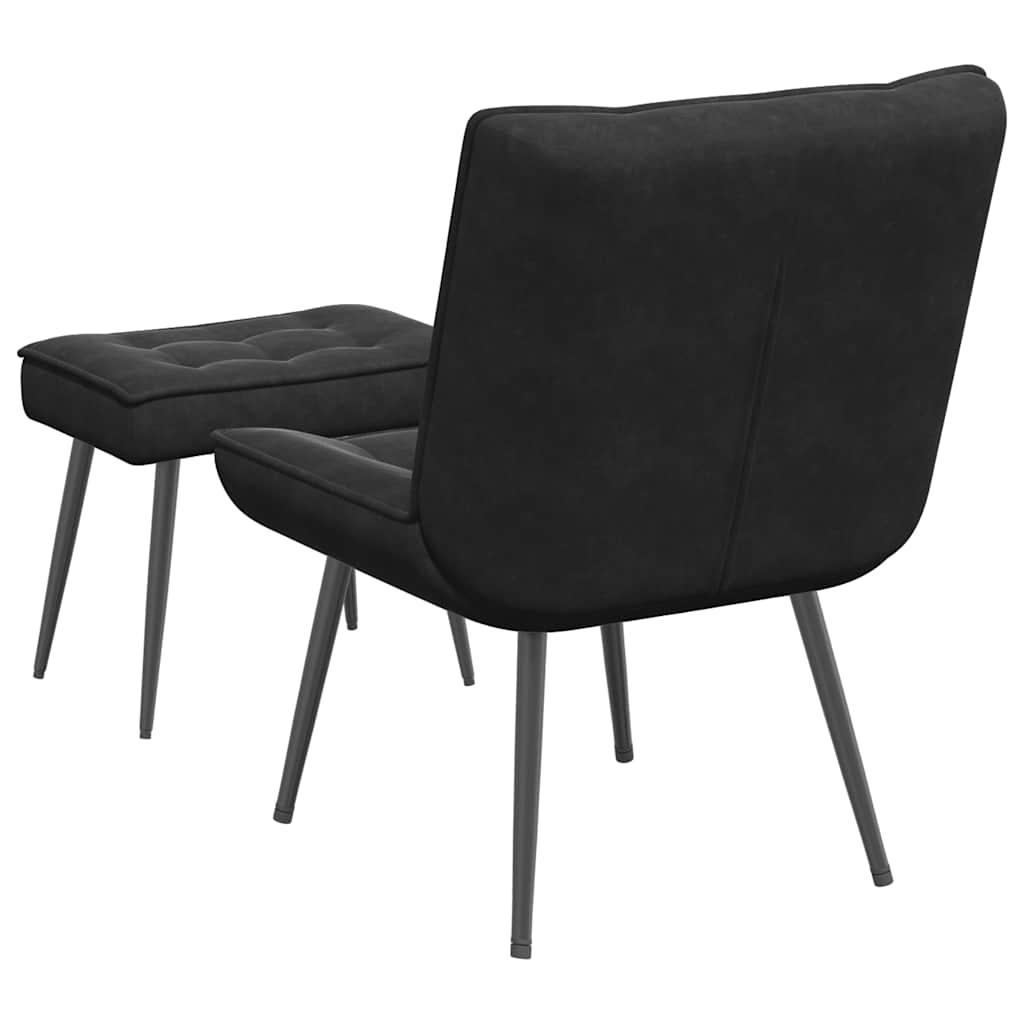 Lounge chair with stool, black, velvet