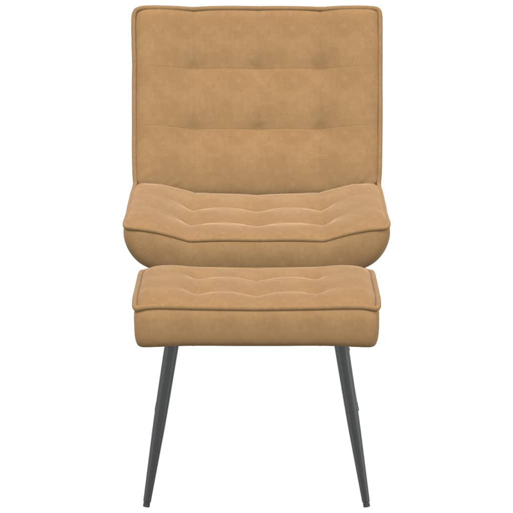 Lounge chair with stool, brown, velvet