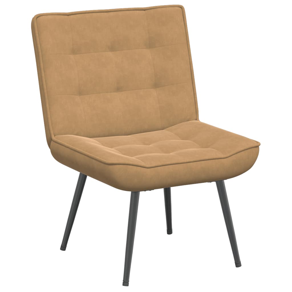 Lounge chair with stool, brown, velvet