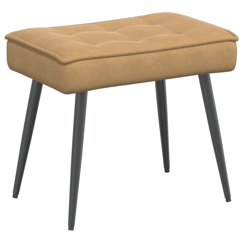 Lounge chair with stool, brown, velvet