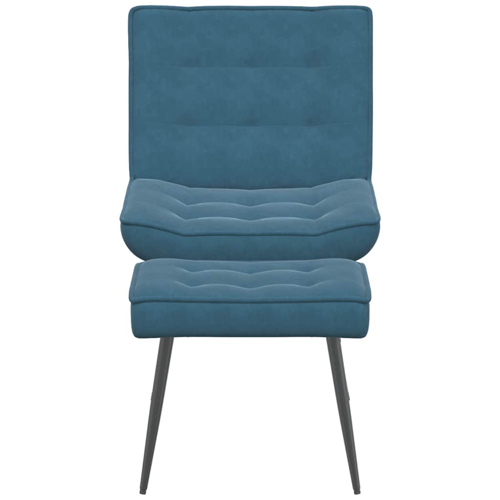 Lounge chair with stool, blue, velvet