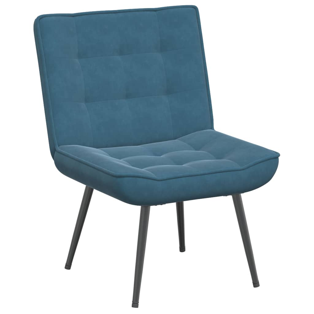 Lounge chair with stool, blue, velvet