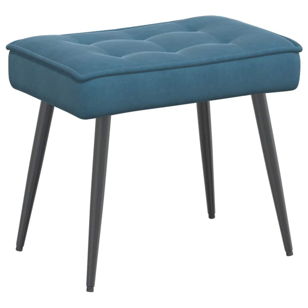 Lounge chair with stool, blue, velvet