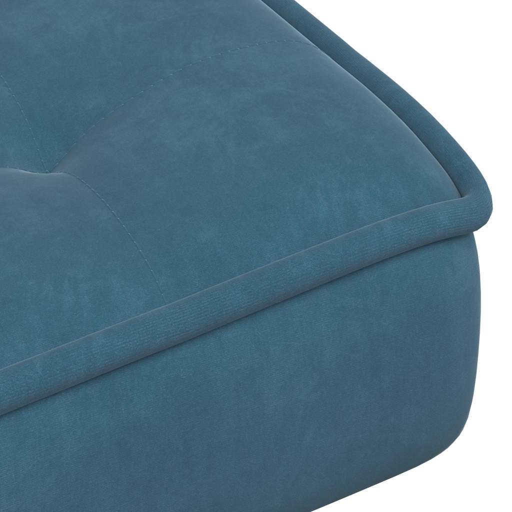 Lounge chair with stool, blue, velvet