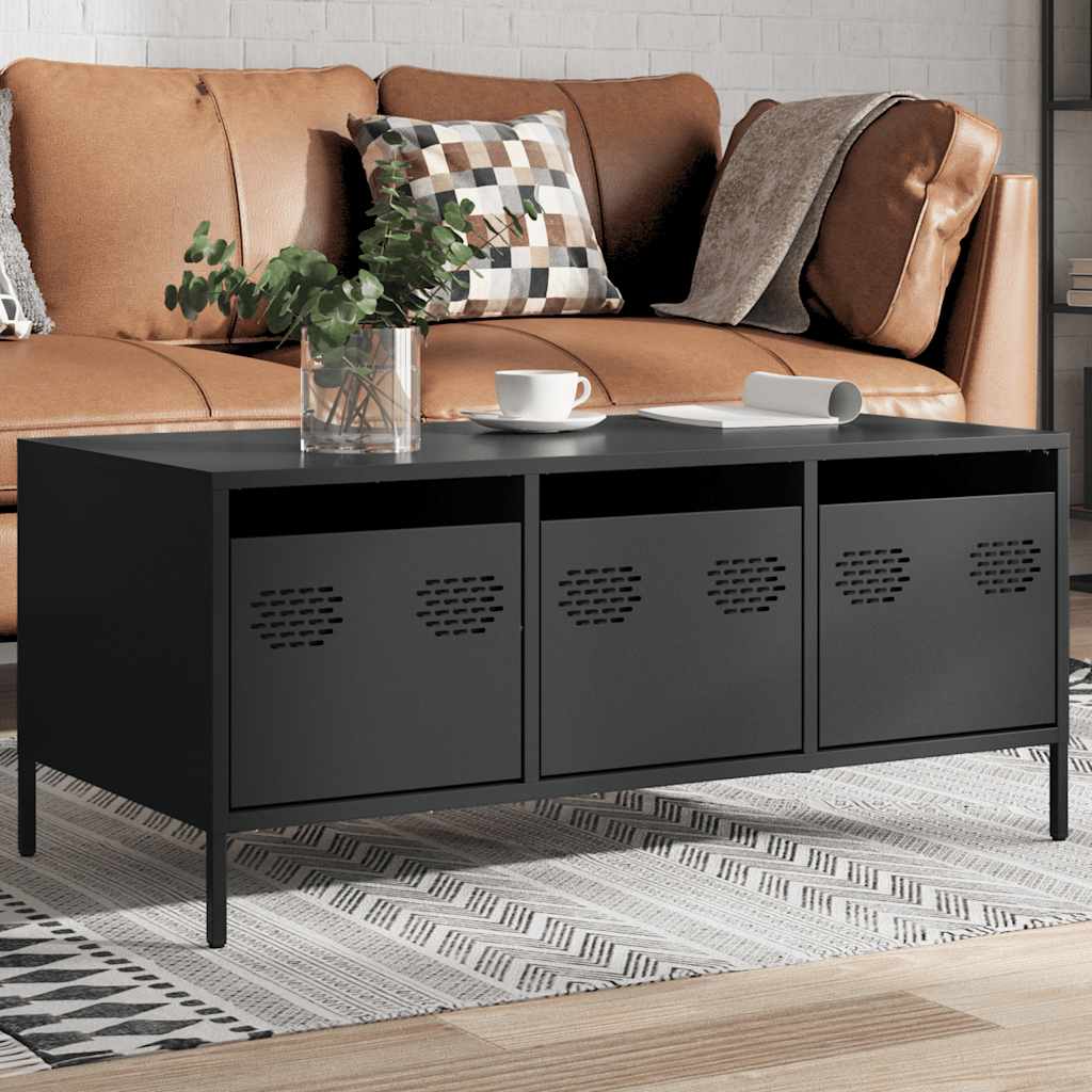 Coffee table, black, 101.5x50x43.5 cm, cold-rolled steel