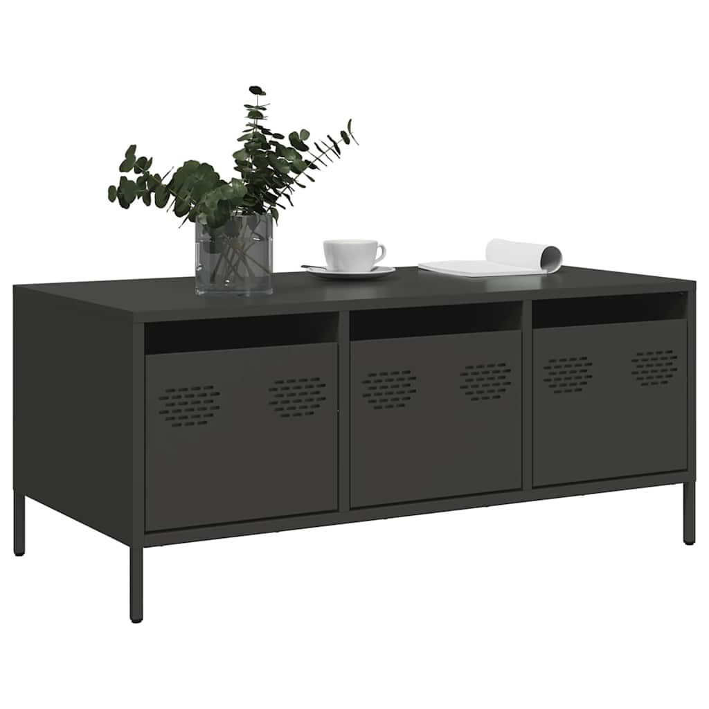 Coffee table, black, 101.5x50x43.5 cm, cold-rolled steel