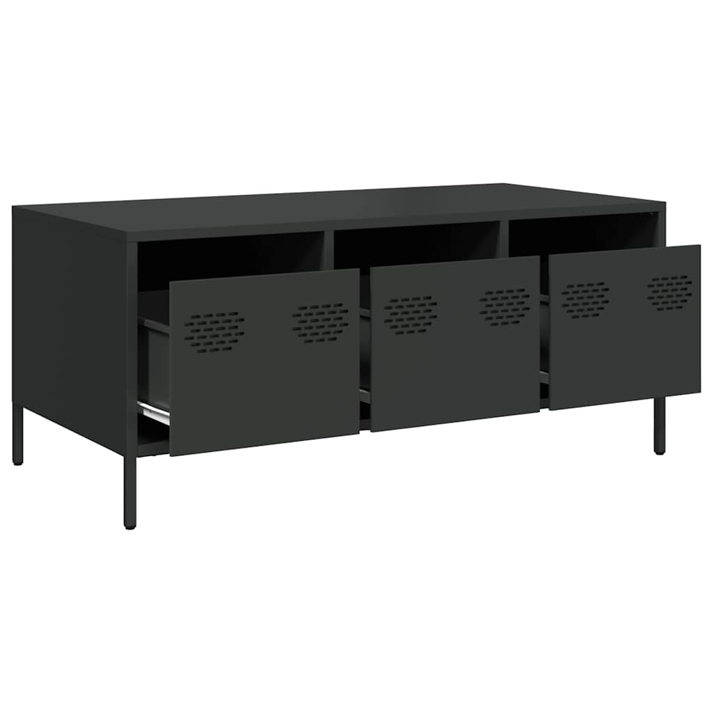 Coffee table, black, 101.5x50x43.5 cm, cold-rolled steel