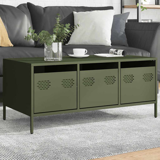 Olive green cold rolled steel coffee table