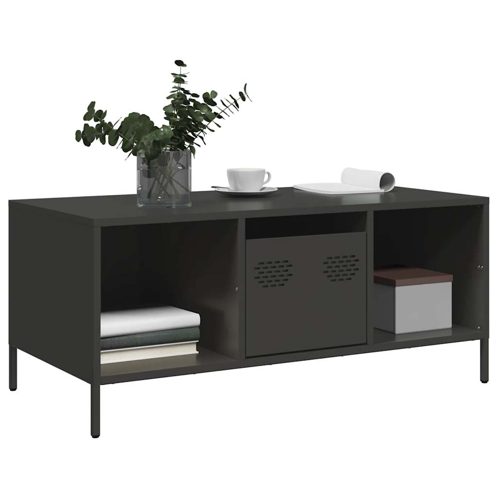 Coffee table, black, 101.5x50x43.5 cm, cold-rolled steel