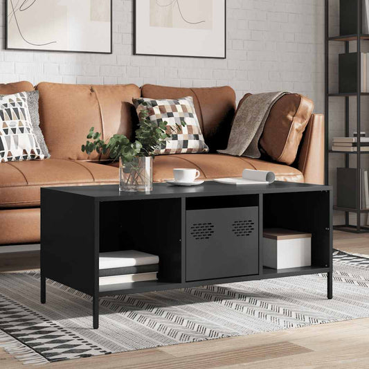 Coffee table, black, 101.5x50x43.5 cm, cold-rolled steel