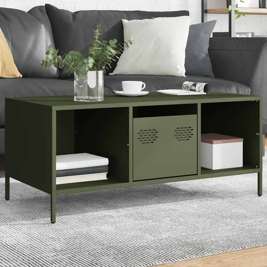 Olive green cold rolled steel coffee table