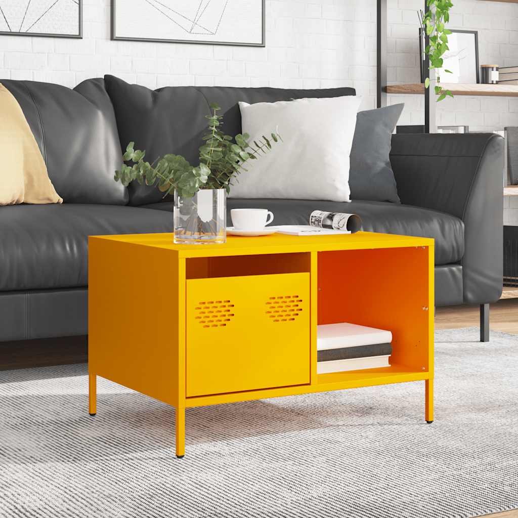 Mustard yellow cold rolled steel coffee table