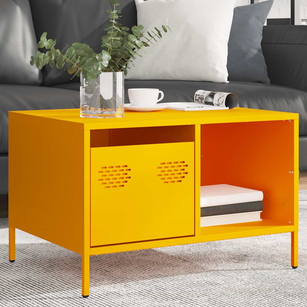 Mustard yellow cold rolled steel coffee table