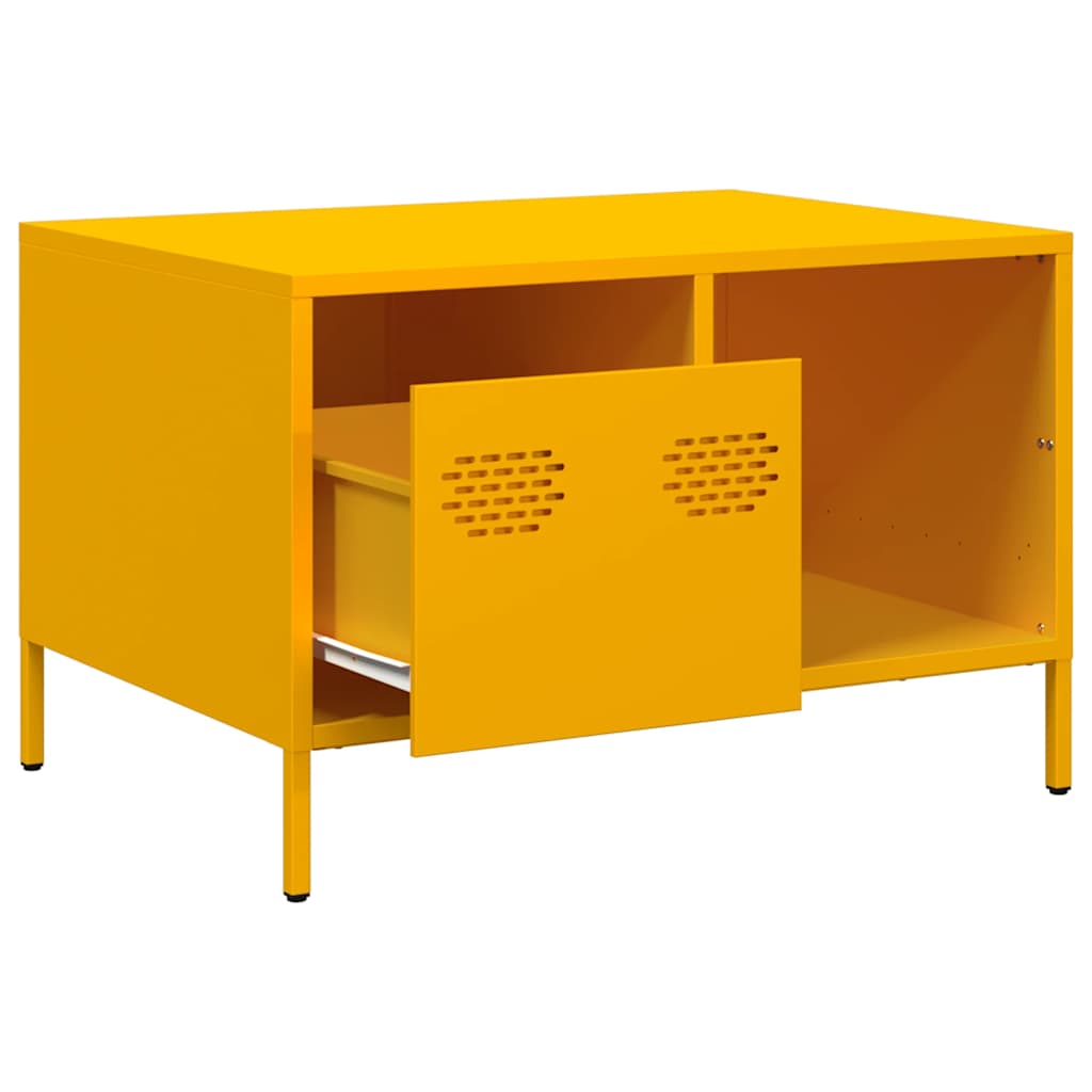 Mustard yellow cold rolled steel coffee table