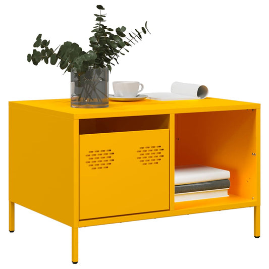 Mustard yellow cold rolled steel coffee table