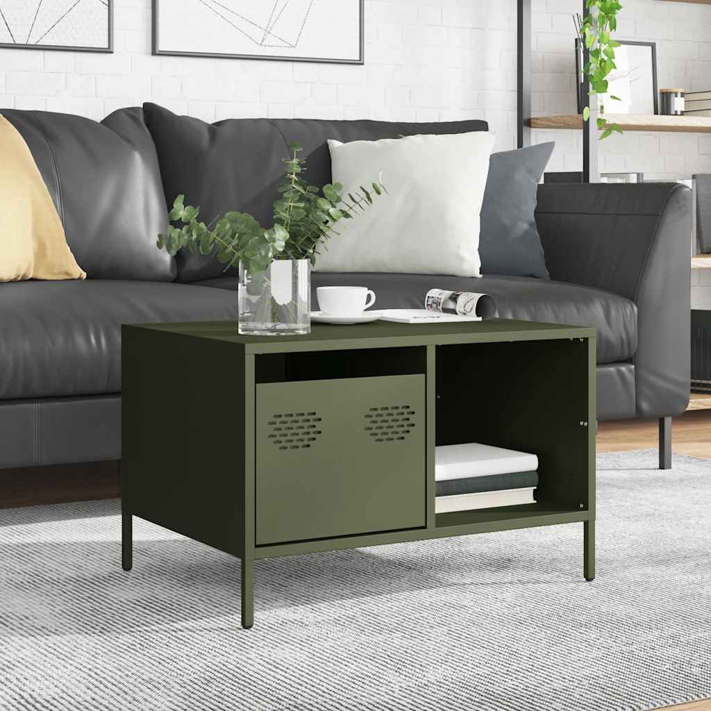 Olive green coffee table 68.5x50x43.5cm cold rolled steel