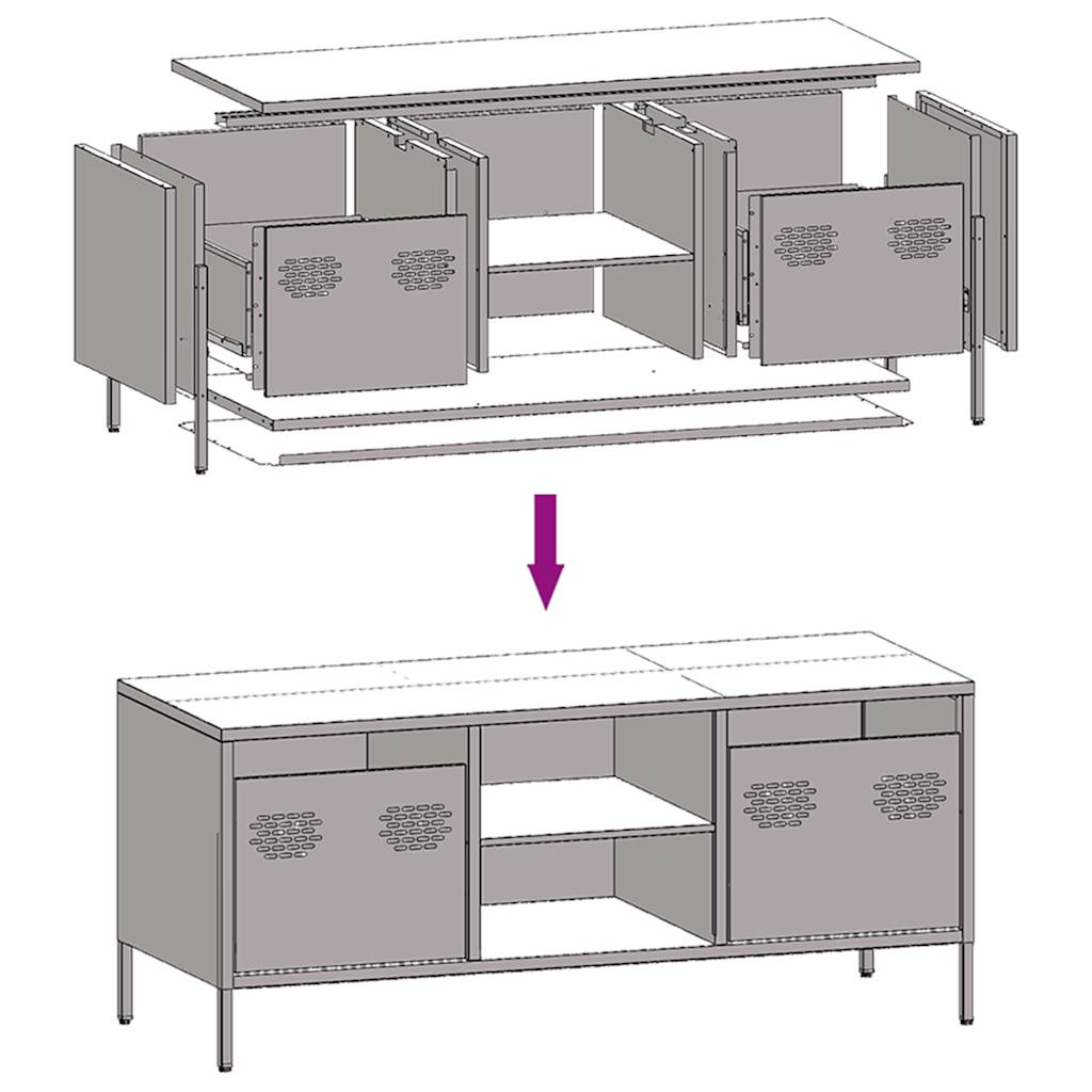 TV cabinet, pink, 101.5x39x43.5 cm, cold-rolled steel