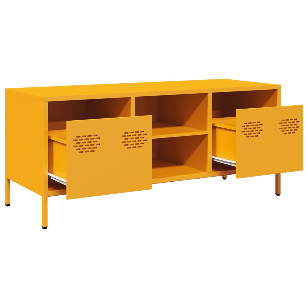 TV cabinet, mustard yellow, 101.5x39x43.5 cm, cold-rolled steel