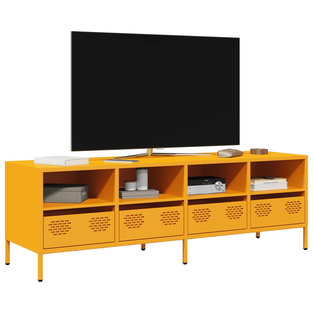 TV cabinet, mustard yellow, 135x39x43.5 cm, cold-rolled steel