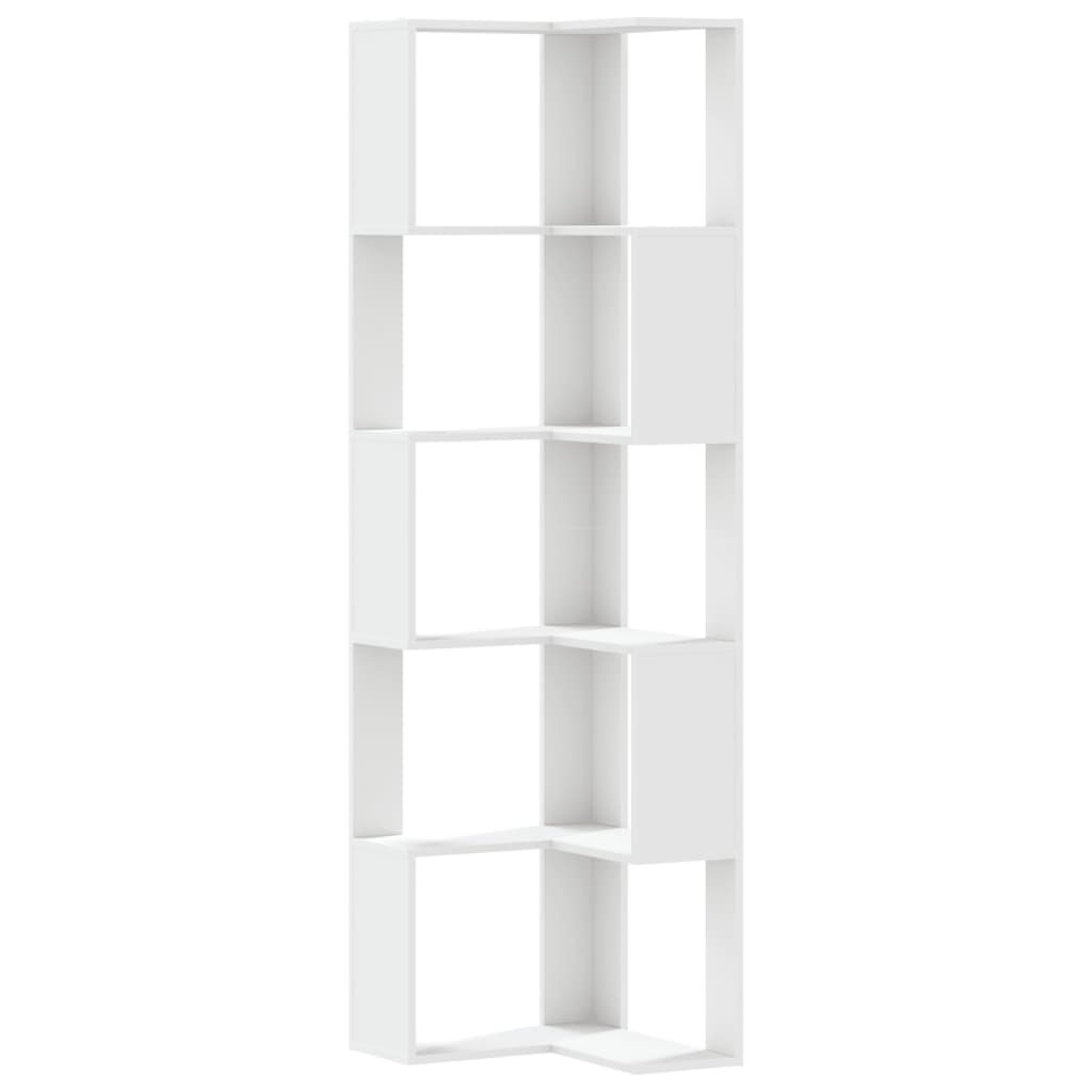 5-tier bookcase white 50x50x179cm processed wood