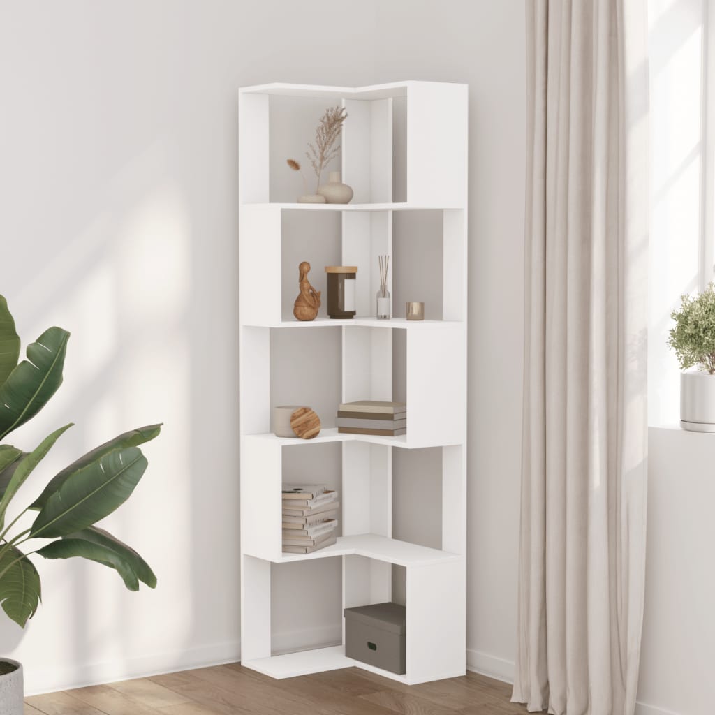 5-tier bookcase white 50x50x179cm processed wood