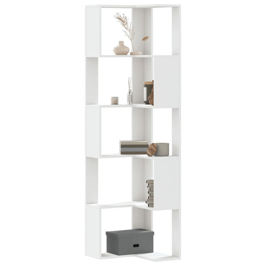 5-tier bookcase white 50x50x179cm processed wood