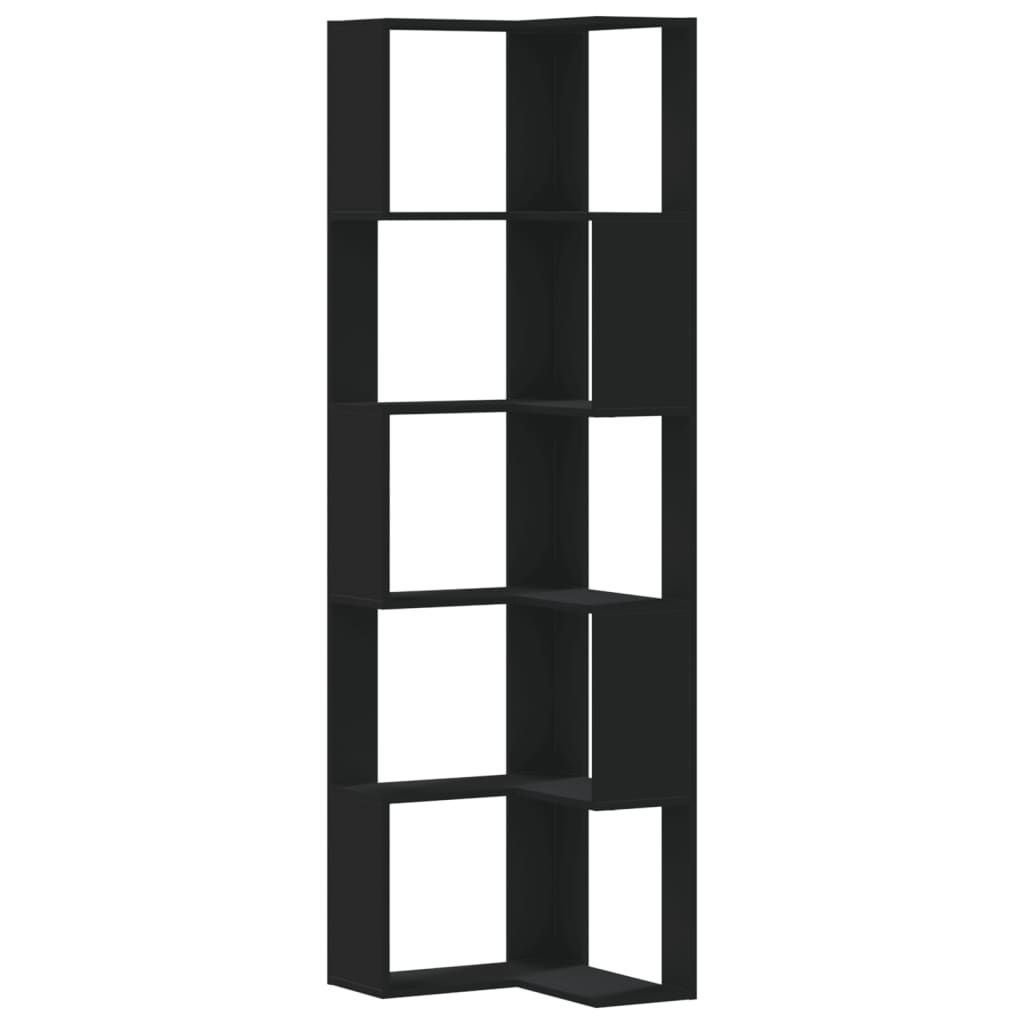 Bibliotecă 5 niveluri negru 50x50x179cm lemn prelucrat