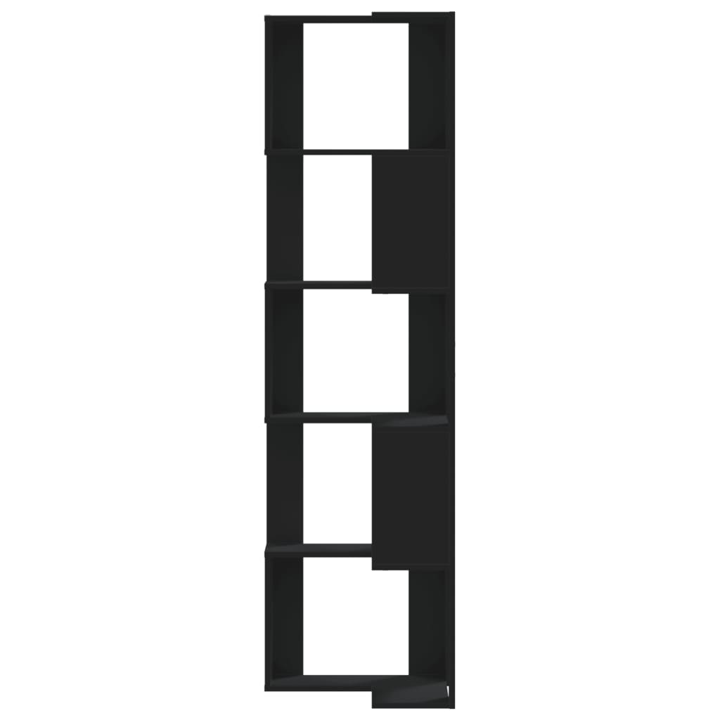 Bibliotecă 5 niveluri negru 50x50x179cm lemn prelucrat