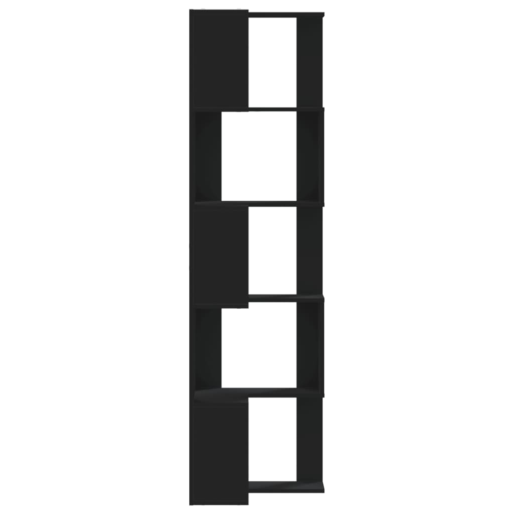 5-tier bookcase black 50x50x179cm processed wood