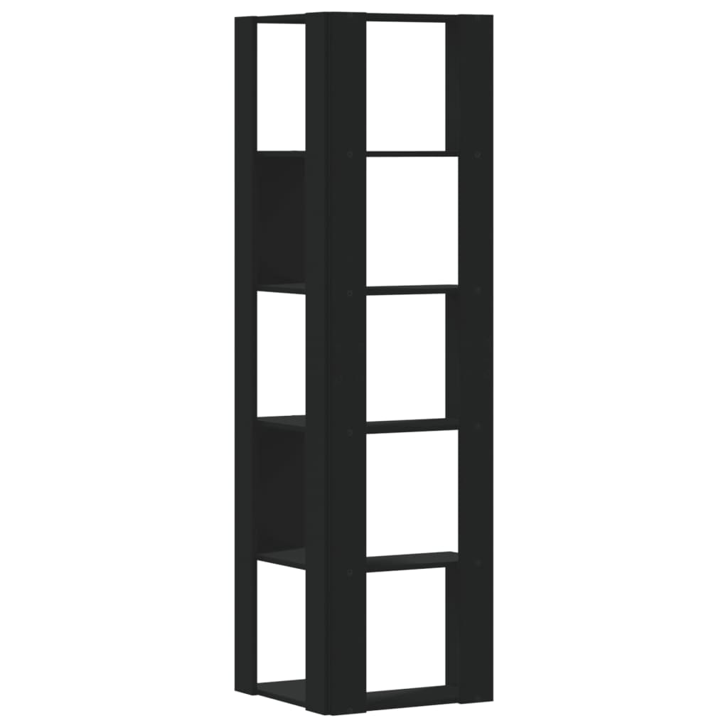 Bibliotecă 5 niveluri negru 50x50x179cm lemn prelucrat