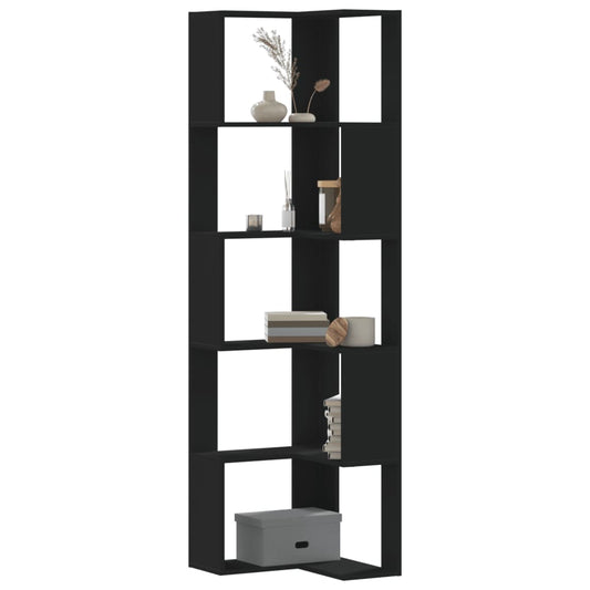 Bibliotecă 5 niveluri negru 50x50x179cm lemn prelucrat