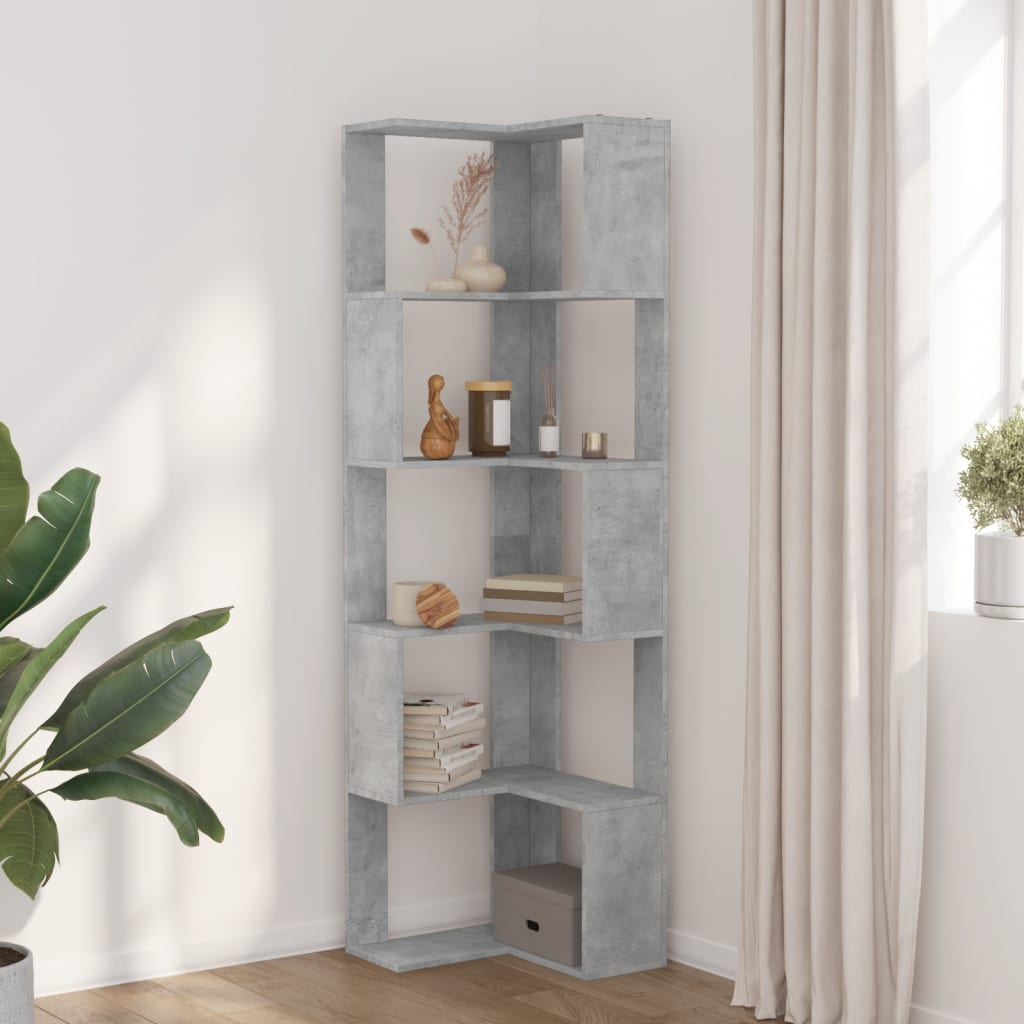 5-tier bookcase concrete gray 50x50x179cm processed wood