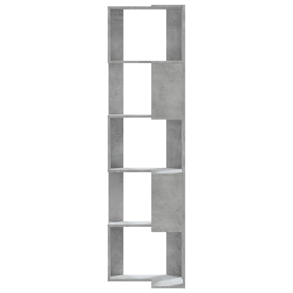 5-tier bookcase concrete gray 50x50x179cm processed wood