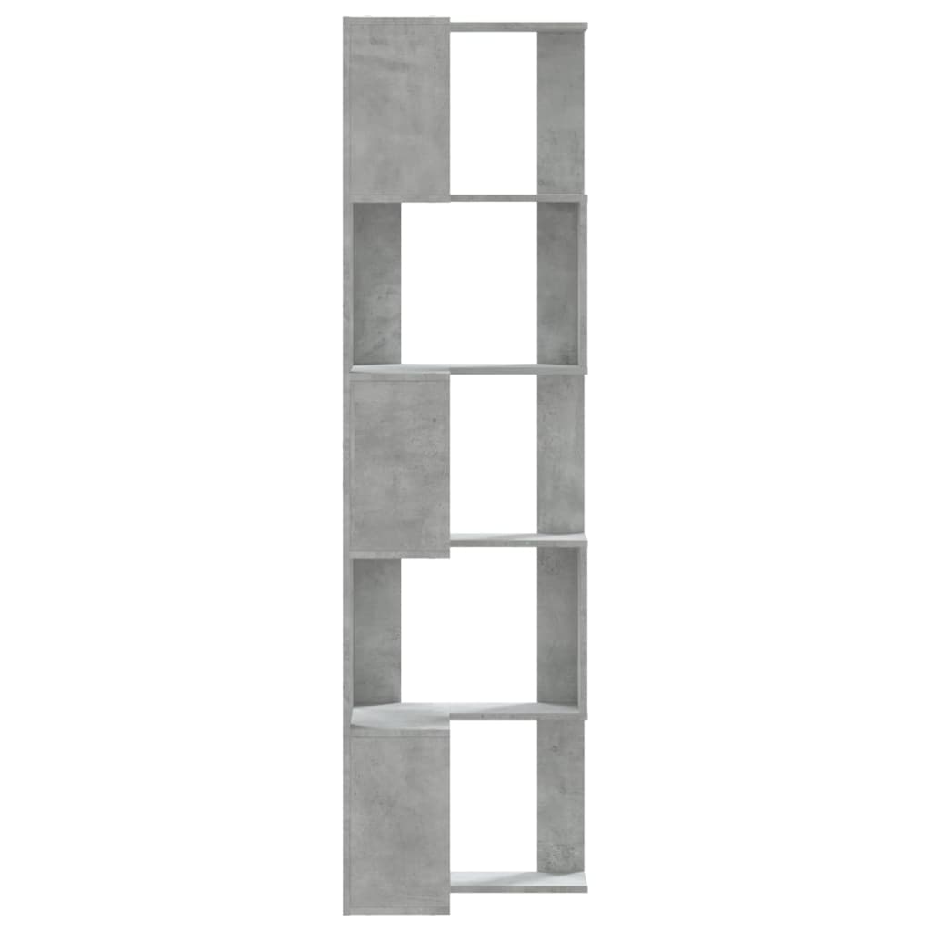 Bibliotecă 5 niveluri gri beton 50x50x179cm lemn prelucrat