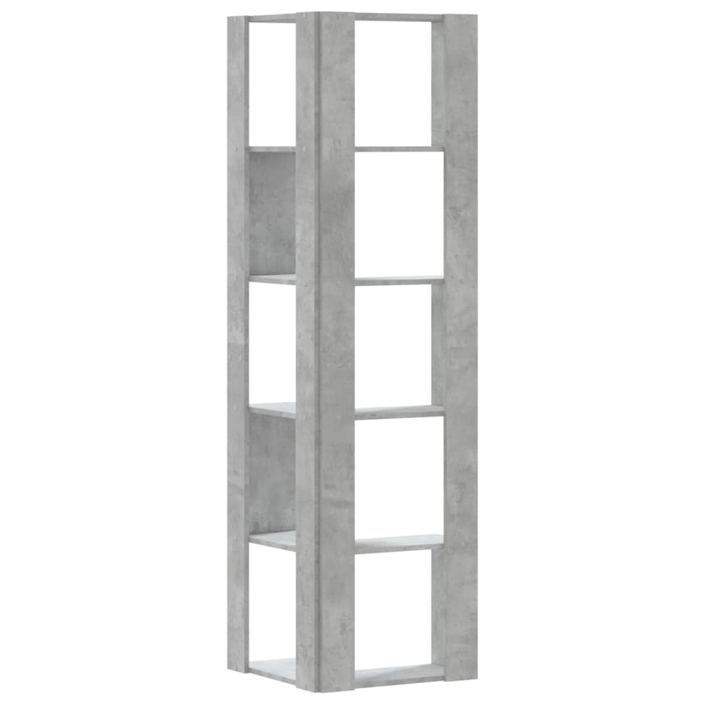 5-tier bookcase concrete gray 50x50x179cm processed wood