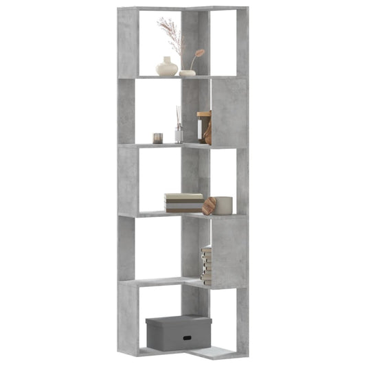 5-tier bookcase concrete gray 50x50x179cm processed wood