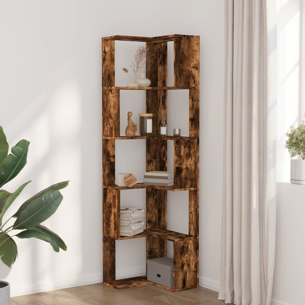 5-tier bookcase smoky oak 50x50x179cm processed wood