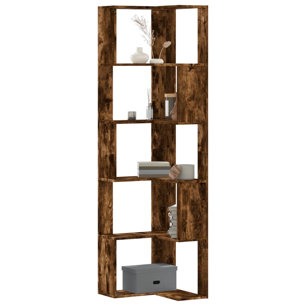 5-tier bookcase smoky oak 50x50x179cm processed wood