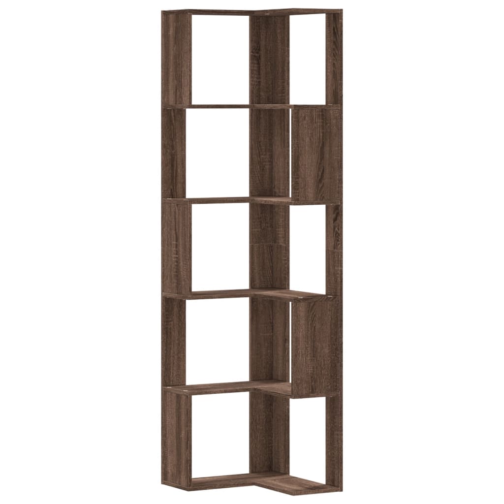 5-tier bookcase, brown oak, 50x50x179cm, processed wood