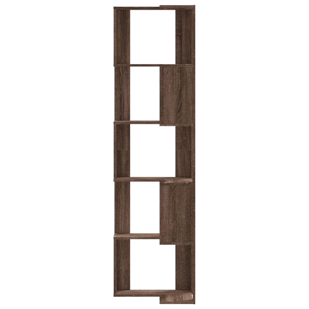 5-tier bookcase, brown oak, 50x50x179cm, processed wood