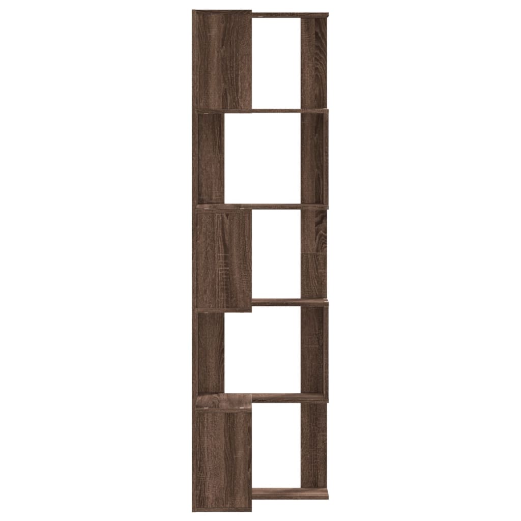 5-tier bookcase, brown oak, 50x50x179cm, processed wood