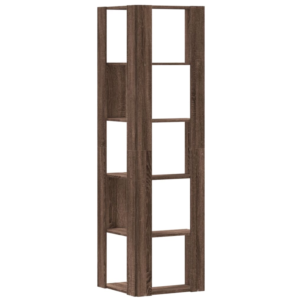 5-tier bookcase, brown oak, 50x50x179cm, processed wood