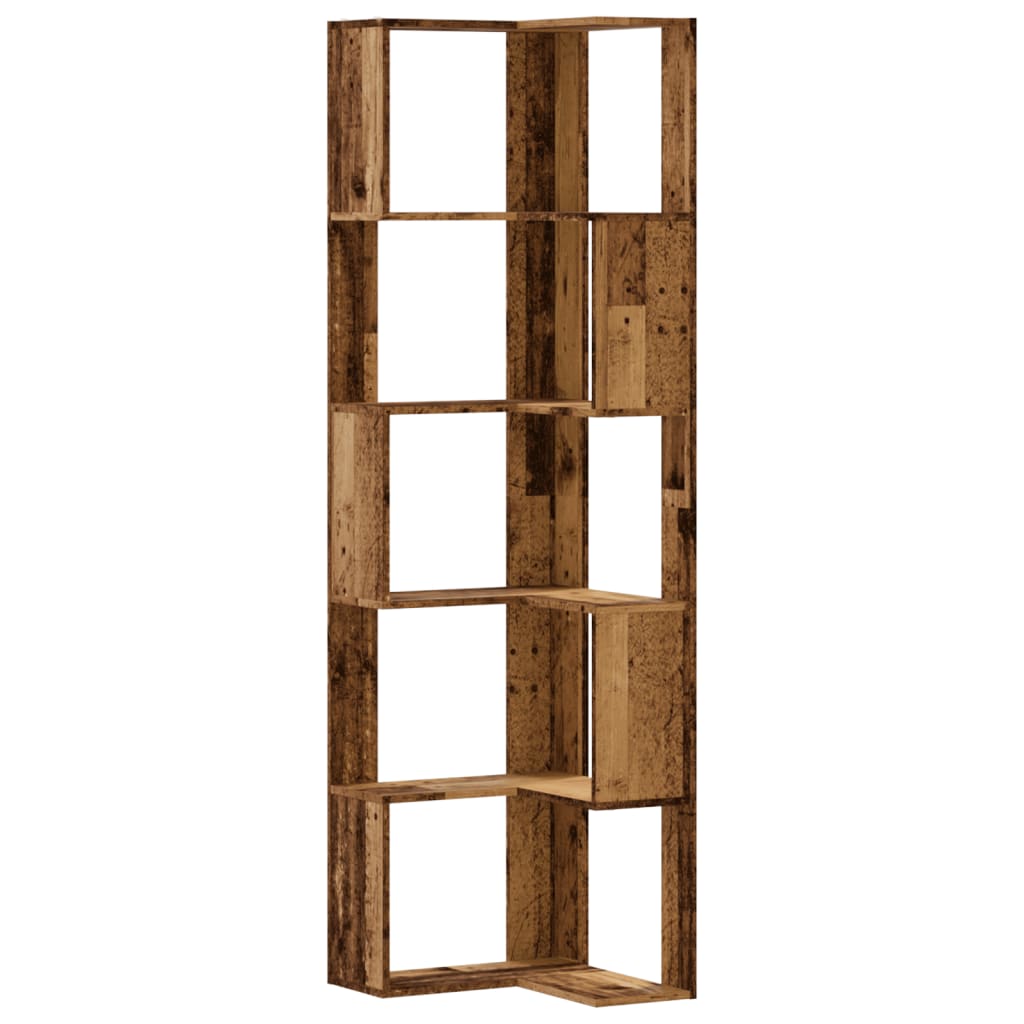 5-tier bookcase, old wood, 50x50x179cm, processed wood