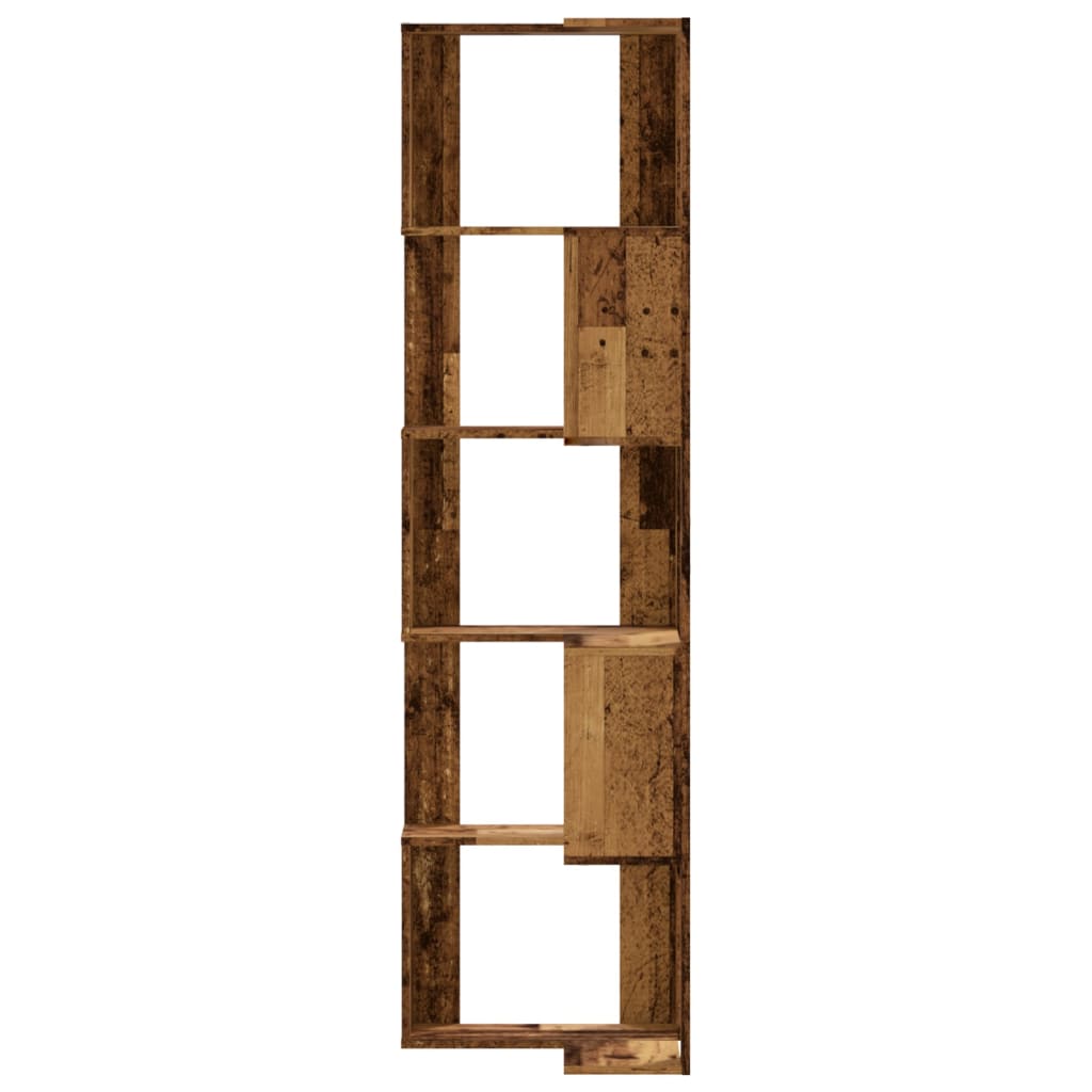 5-tier bookcase, old wood, 50x50x179cm, processed wood